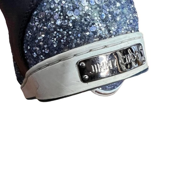 Jimmy Choo Sneakers Leather‎ Navy Blue Glitter Low Top Size 35.5 - Picture 5 of 8
